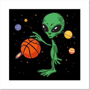 Playing Basketball Sport, Basketball Alien Posters and Art